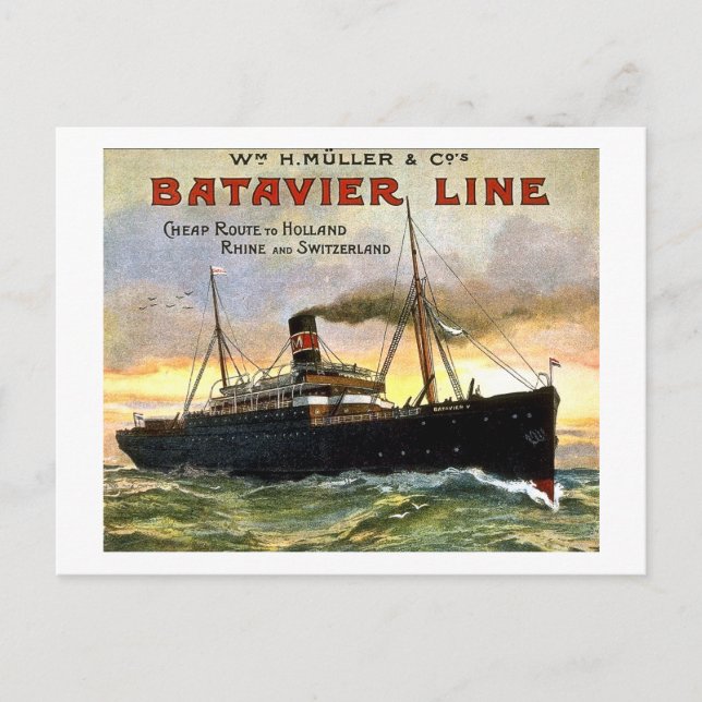 Carte Postale Ligne Batavier - Vintage voyage (Devant)