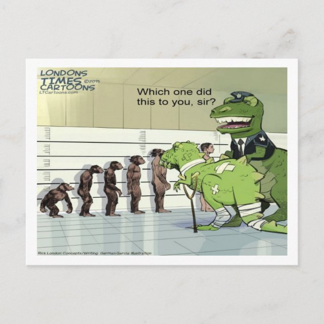 Carte Postale Ligne de police des dinosaures drôle (Devant)