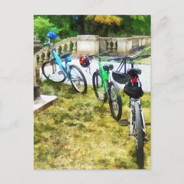 Carte Postale Ligne de vélos dans le parc (Devant)