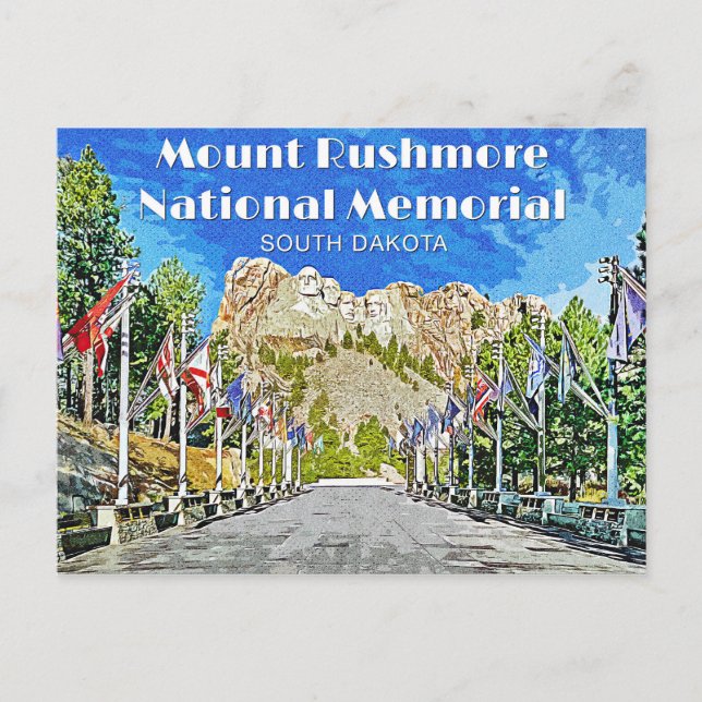 Carte Postale Ligne des drapeaux du mont Rushmore (Devant)