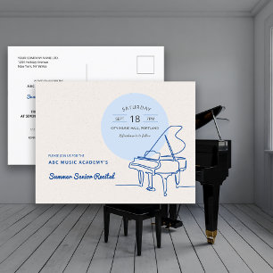 Carte Postale Ligne Dessin Grand Piano Considérant Enregistrer l