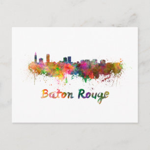 Carte Postale Ligne d'horizon Baton Rouge en aquarelle