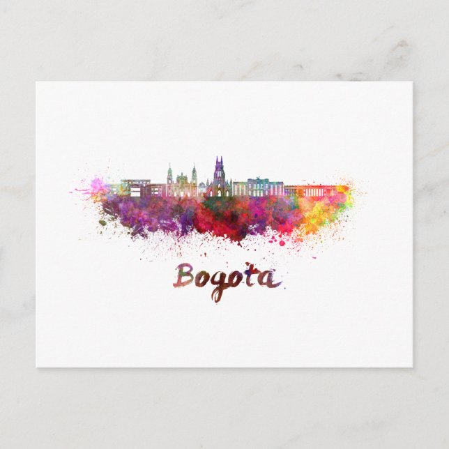 Carte Postale Ligne d'horizon Bogota v2 en aquarelle (Devant)