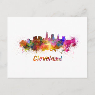 Carte Postale Ligne d'horizon Cleveland en aquarelle
