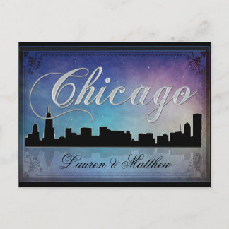 Carte Postale Ligne d'horizon colorée de Chicago Illinois