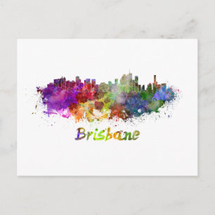 Carte Postale Ligne d'horizon de Brisbane en plaques d'aquarelle