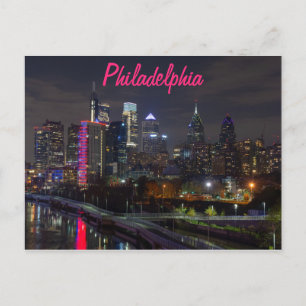 Carte Postale Ligne d'horizon de Philadelphie la nuit
