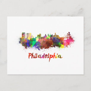 Carte Postale Ligne d'horizon Philadelphie en aquarelle