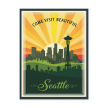 Ligne d'horizon Retro Seattle avec aiguille spatia