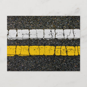 Carte Postale Ligne double jaune blanc