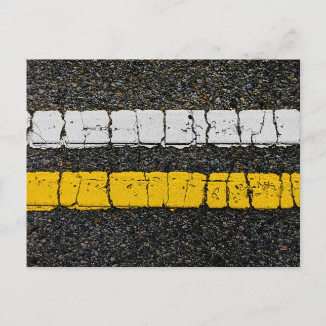 Carte Postale Ligne double jaune blanc (Devant)