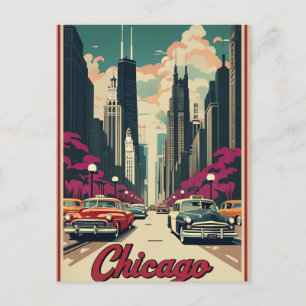 Carte Postale Ligne Skyline Black Chicago Illinois moderne