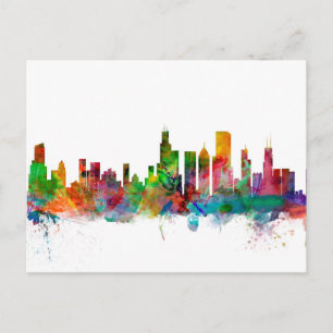 Carte Postale Ligne Skyline Chicago Illinois