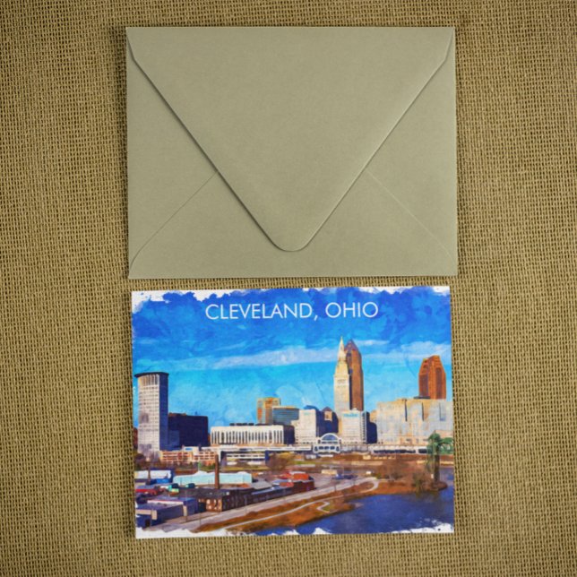 Carte Postale Ligne Skyline Cleveland Ohio (cleveland ohio postcard)