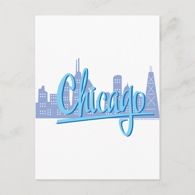Carte Postale Ligne Skyline de Chicago Windy City (Devant)