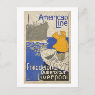 Carte Postale Ligne vintage américaine Philadelphie Liverpool Oc