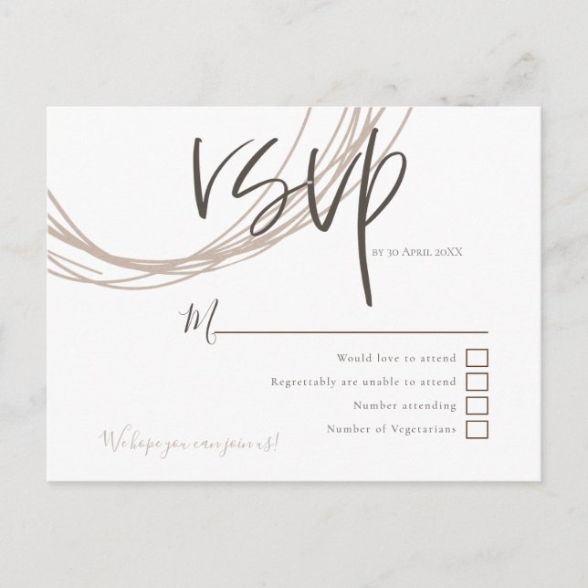 Carte Postale Lignes circulaires d'art contemporain Mariage RSVP (Devant)