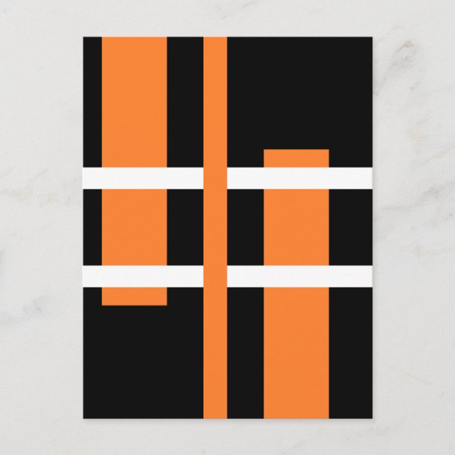Carte Postale Lignes d'art moderne Abstrait Orange Blanc Noir (Devant)