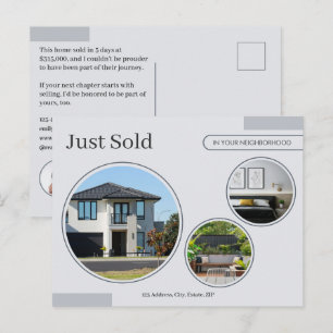 Carte Postale Lignes fines Agent immobilier gris a vendu