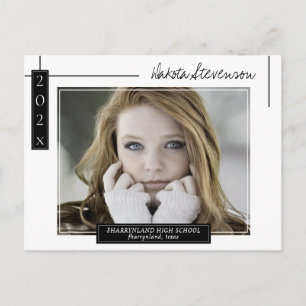Carte Postale Lignes noires et blanches minimes Merci photo Grad