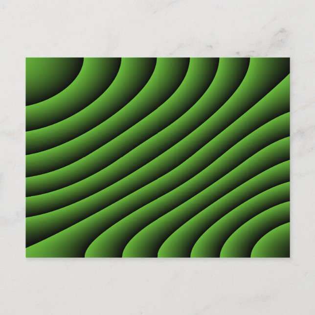Carte postale Lignes ondulées vertes hypnotiques (Devant)