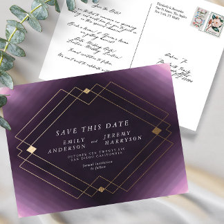 Carte Postale Lignes Purple White Gold Deco Enregistrer Le Maria