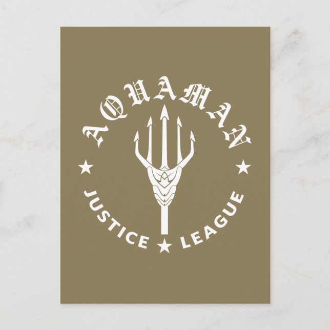Carte Postale Ligue de Justice | Aquaman Retro Trident Emblem (Devant)