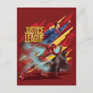 Carte Postale Ligue de Justice   Badge Superman, Flash et Batman