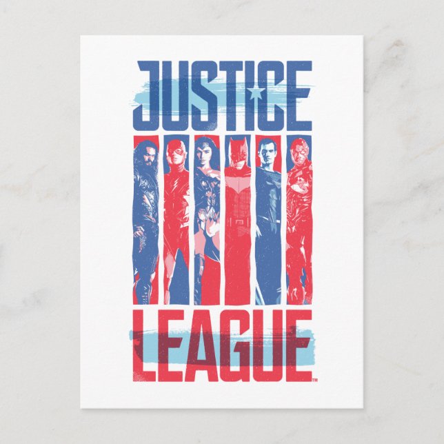 Carte Postale Ligue de Justice | Blue & Red Group Pop Art (Devant)