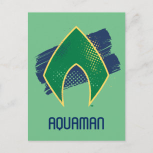 Carte Postale Ligue de Justice   Symbole Aquaman à demi-teintes