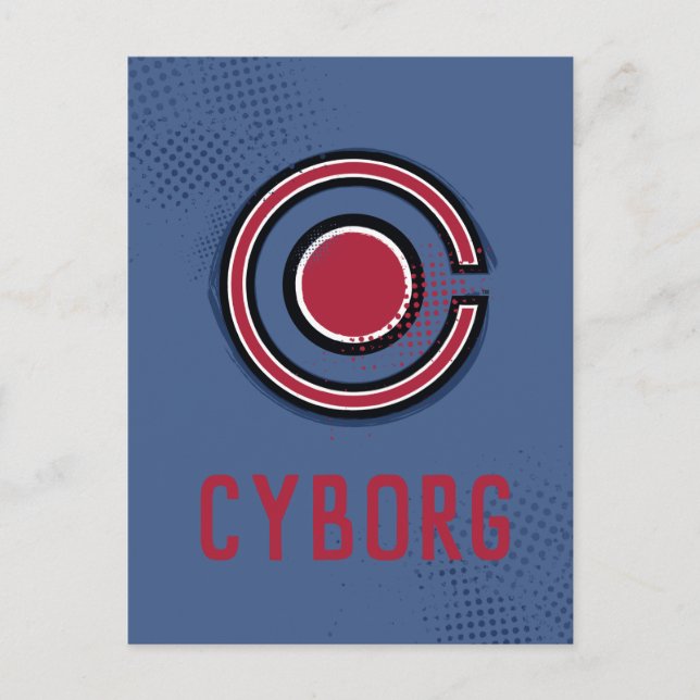 Carte Postale Ligue de Justice | Symbole de cyborg brosse et dem (Devant)
