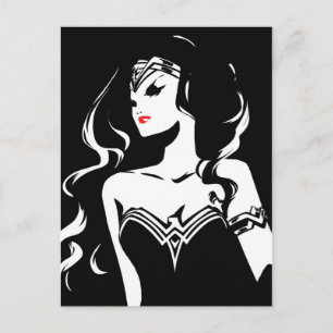 Carte Postale Ligue de Justice   Wonder Woman Noir Pop Art