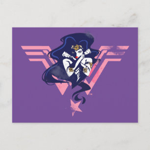 Carte Postale Ligue de Justice   Wonder Woman & Symbol Pop Art