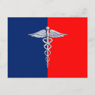 Carte Postale Ligue des symboles médicaux de Silver Caduceus