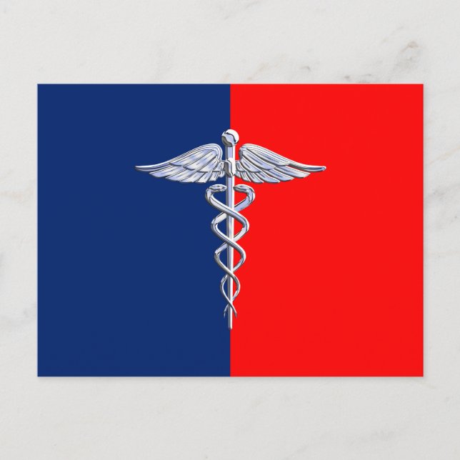 Carte Postale Ligue des symboles médicaux de Silver Caduceus (Devant)