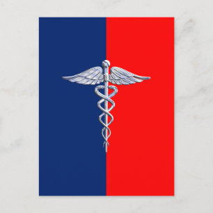 Carte Postale Ligue des symboles médicaux de Silver Caduceus