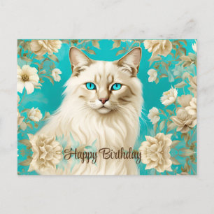 Carte Postale Lilac Lynx Point Siamese Portrait Art Anniversaire