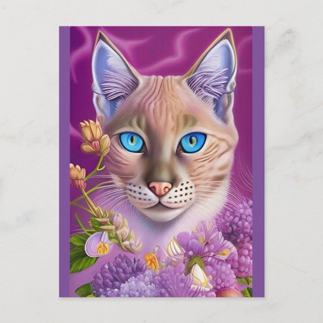 Carte Postale Lilac Lynx pointe Chat siamois dans le violet (Devant)