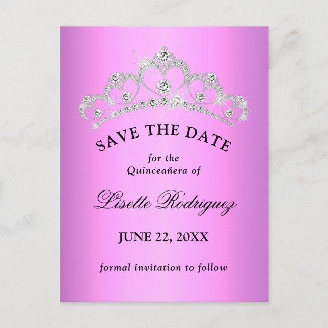 Carte Postale Lilac Purple Quinceanera Enregistrer La Date (Devant)