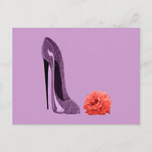 Carte Postale Lilac Stiletto Chaussure et art Rose