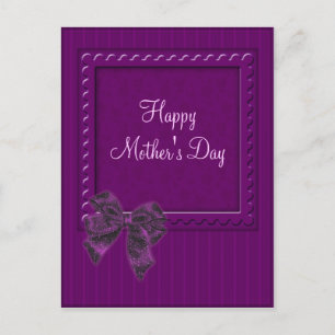 Carte Postale Lilac Stipes et Bow Mère's Day Design