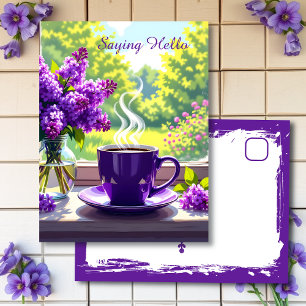 Carte Postale Lilacs et café violets   Je dis bonjour