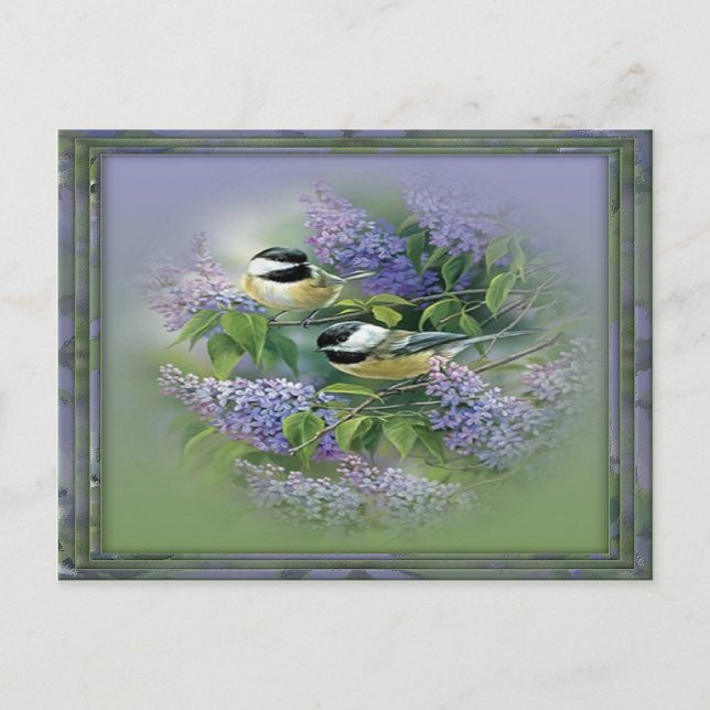 Carte postale Lilacs & Oiseaux (Devant)