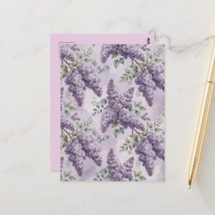Carte Postale Lilas Fleurs de lilas Vert sauge Lavande poudrée