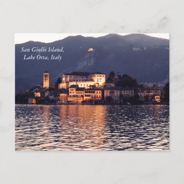 Carte Postale L'île de San Giulio, Lac d'Orta, Italie, au crépus (Devant)