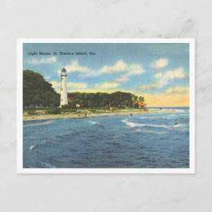 Carte Postale L'île de St. Simon Géorgie Phare Vintage