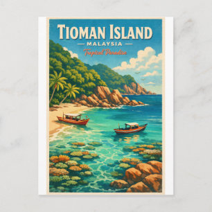 Carte Postale L'île de Tioman, Malaisie, dans un style tropical 