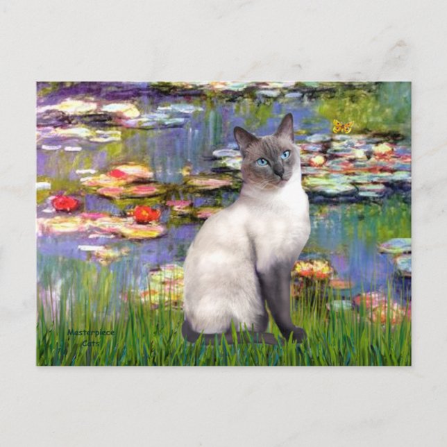 Carte Postale Lilies 2 - Chat siamois Blue Point (Devant)