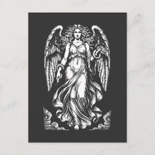 Carte Postale Lilith Ange Déchu avec Robes Flottantes et serpent