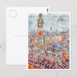Carte Postale Lille France Voyage Lieu Aquarelle